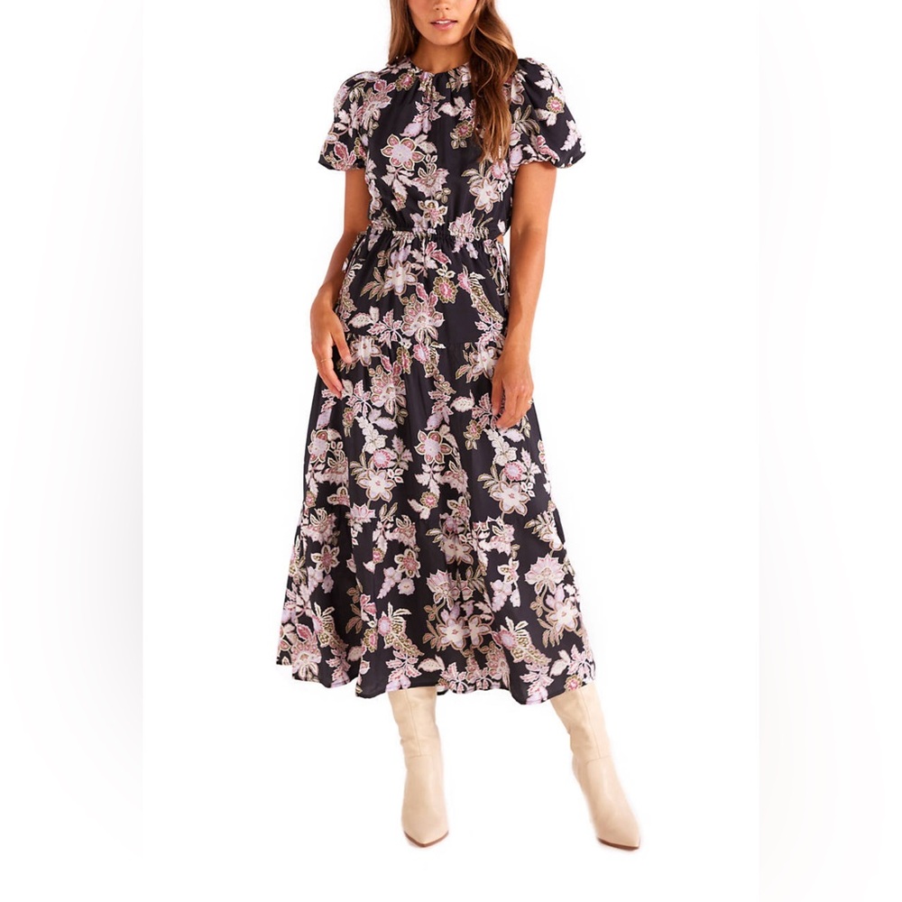 Mink Pink midi dress. open back with adjustable ties on the side